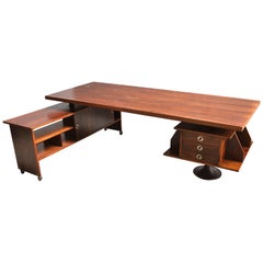 Vitelli & Ammanati midcentury Italian Writing Table  with Swivel Drawers 1950s