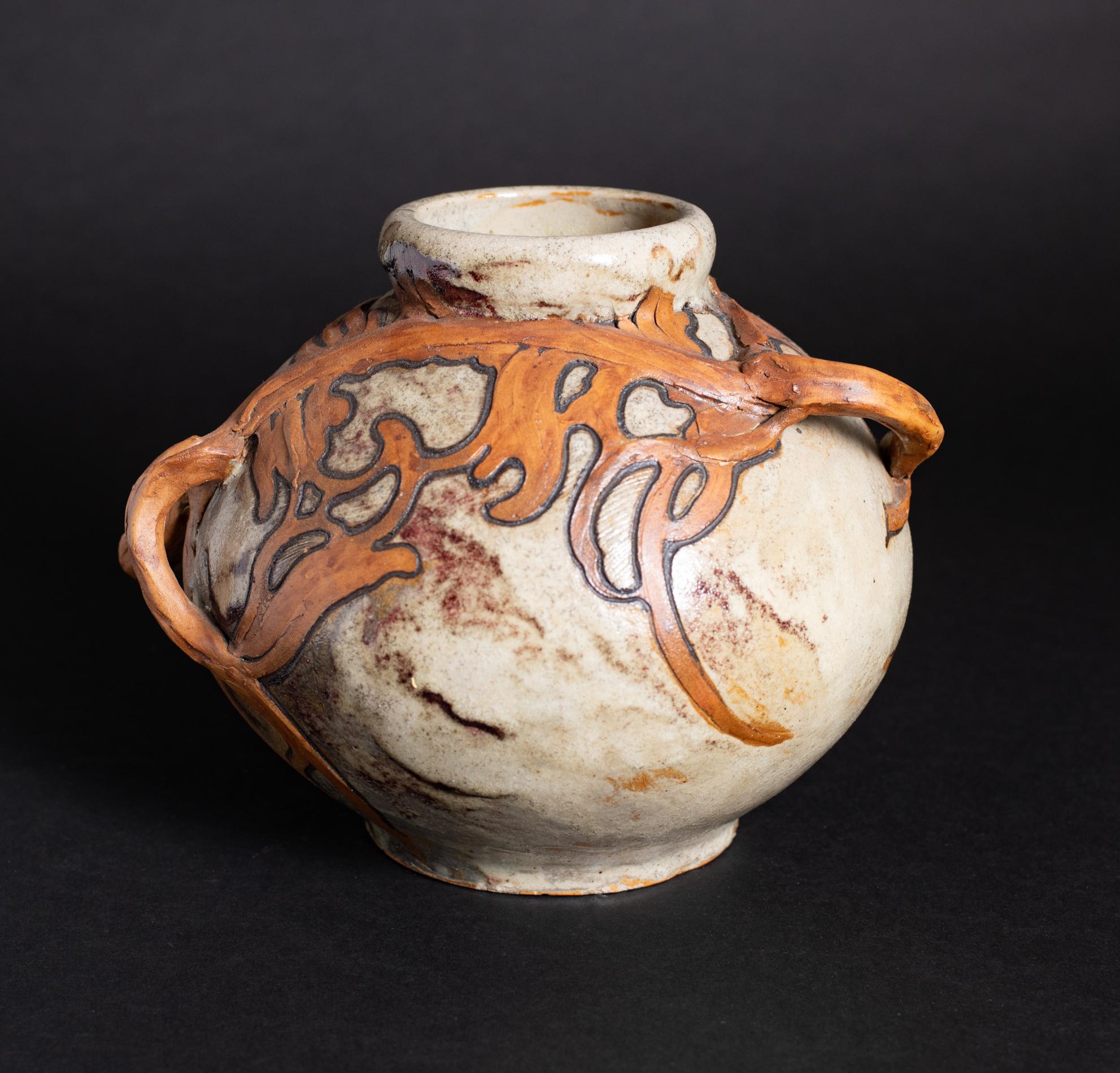 Glazed Art Nouveau Stoneware Vitis Vase by Edmond Lachenal and Émile Decoeur For Sale