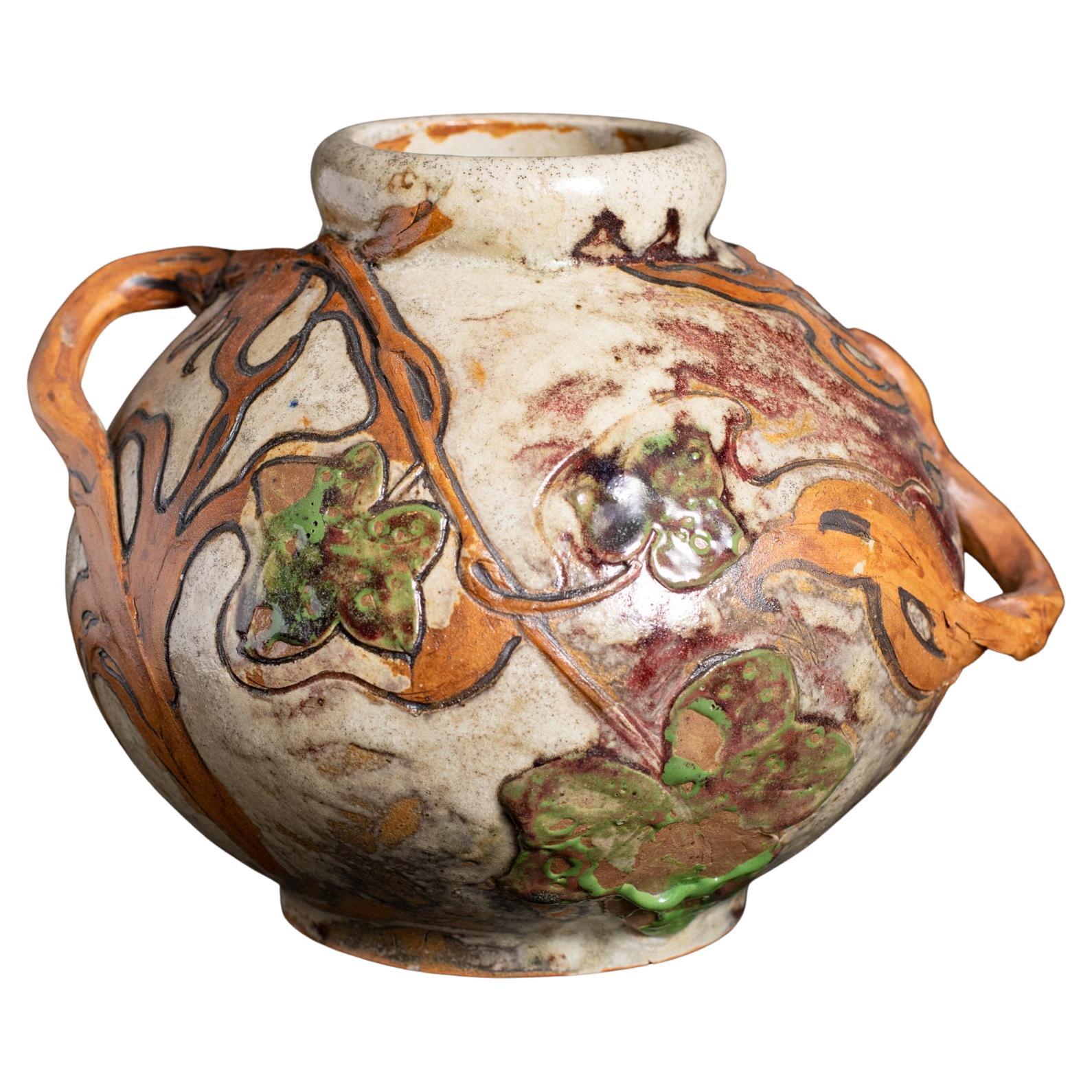 Art Nouveau Stoneware Vitis Vase by Edmond Lachenal and