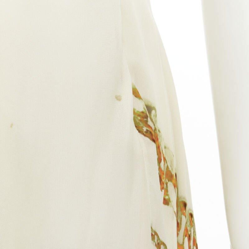vitnage STELLA MCCARTNEY 2005 pearl bust gold chain print silk dress IT40 XS 5