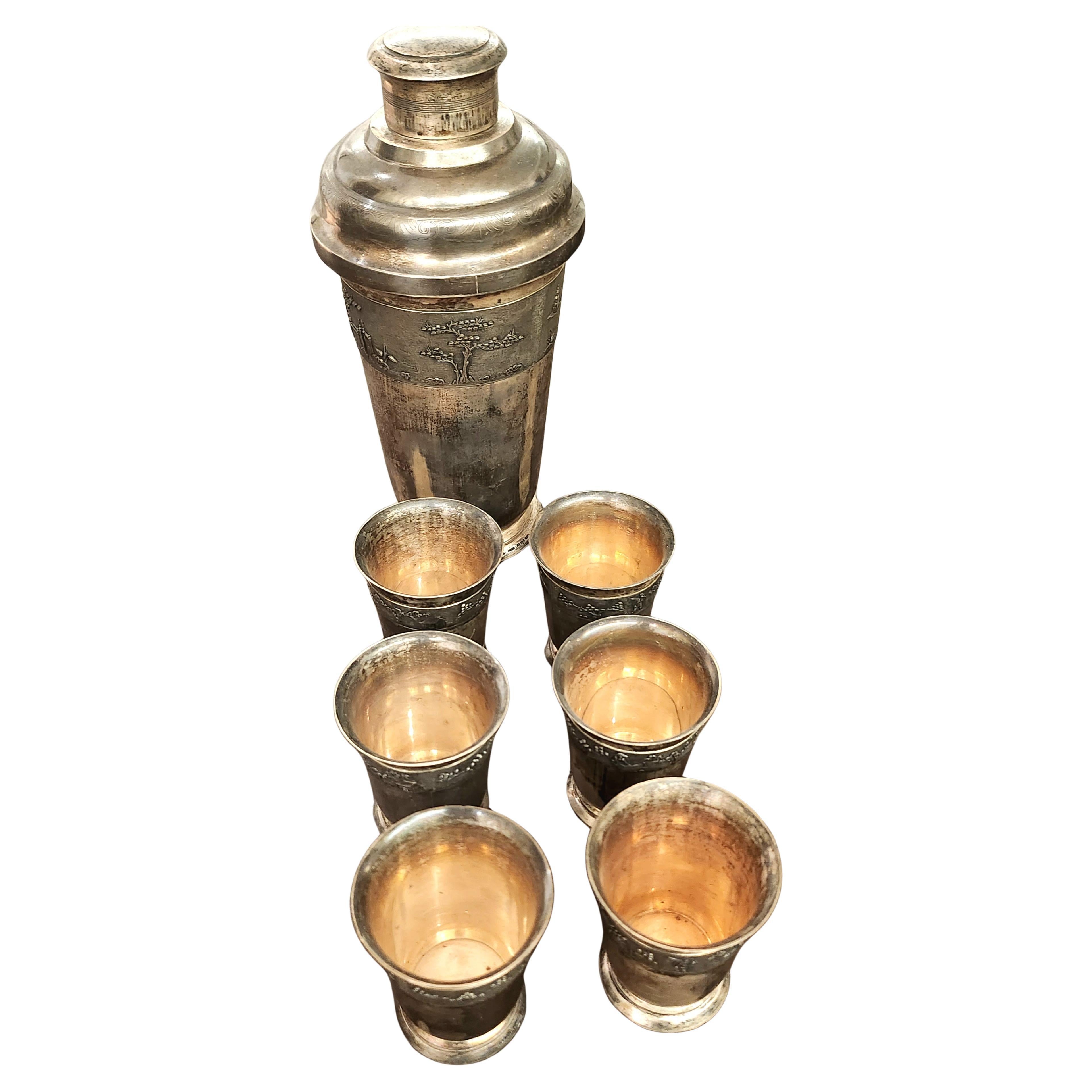 Vietnamese Soviet Cocktail Shaker Silver Set For Sale 1
