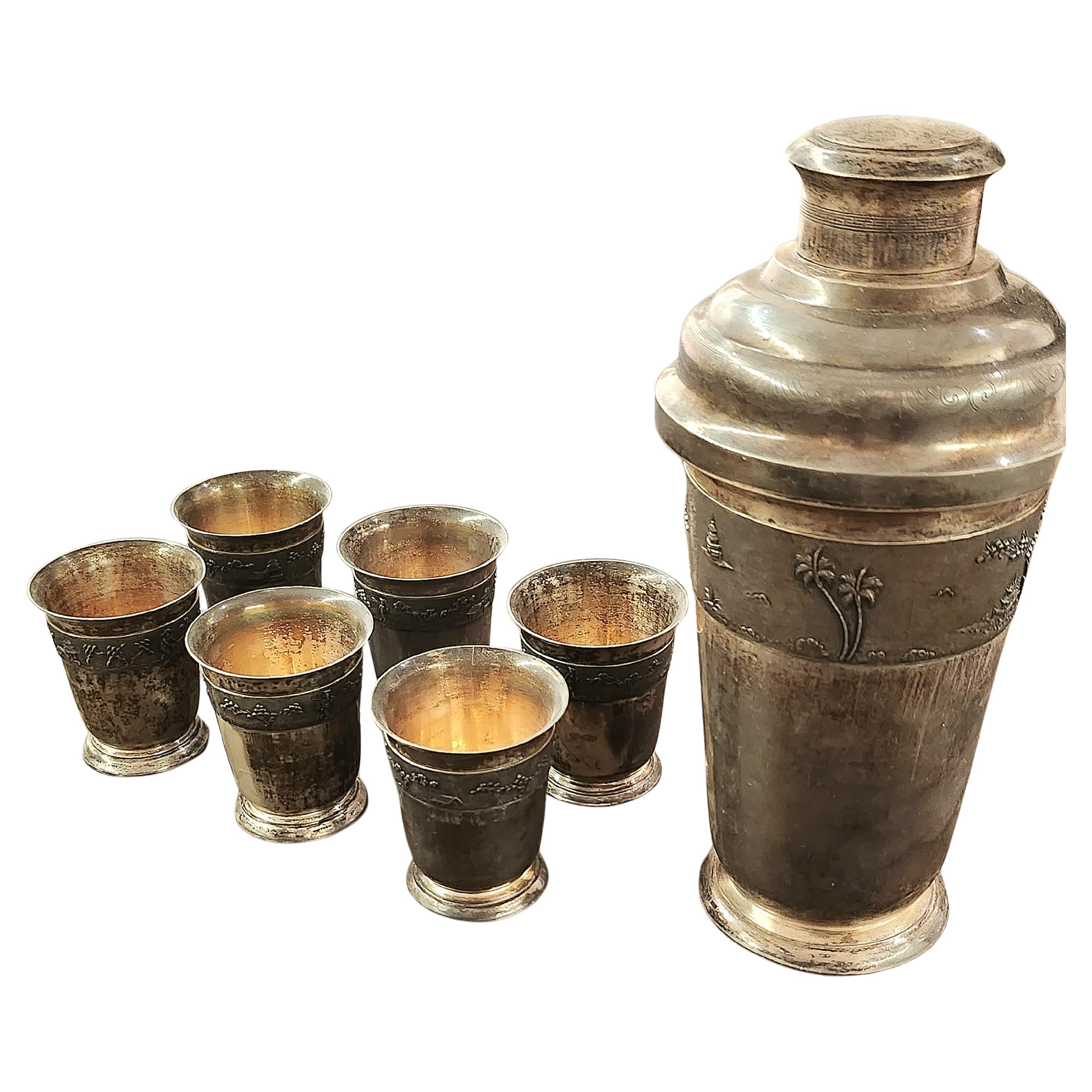 Vietnamese Soviet Cocktail Shaker Silver Set For Sale