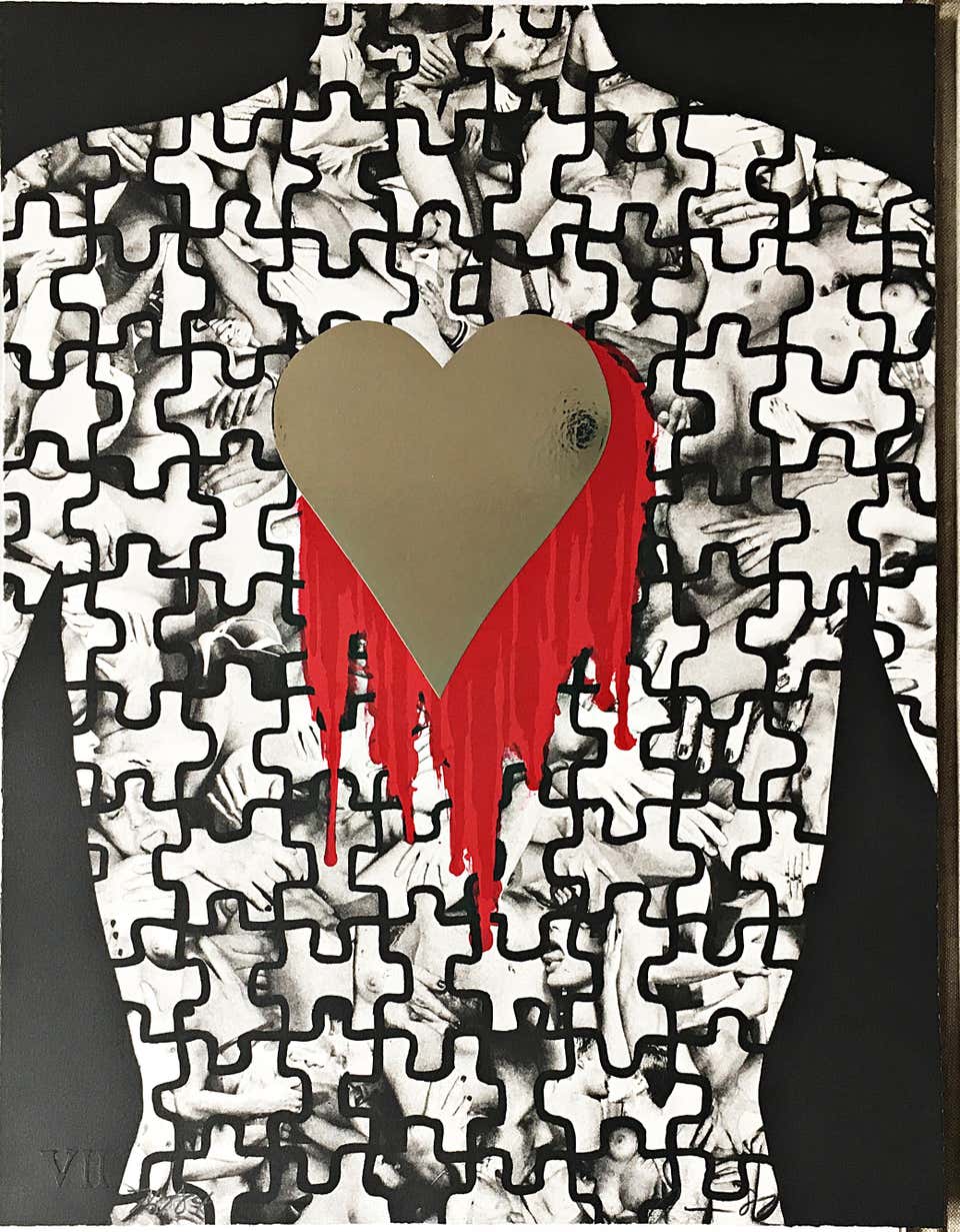 Vito Acconci - Thou Shalt Not Commit Adultery The 7th Commandment collage Signed