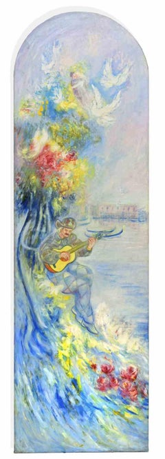 Ein Besuch in Venedig - Ölgemälde von Vito Alghisi - 1980 ca