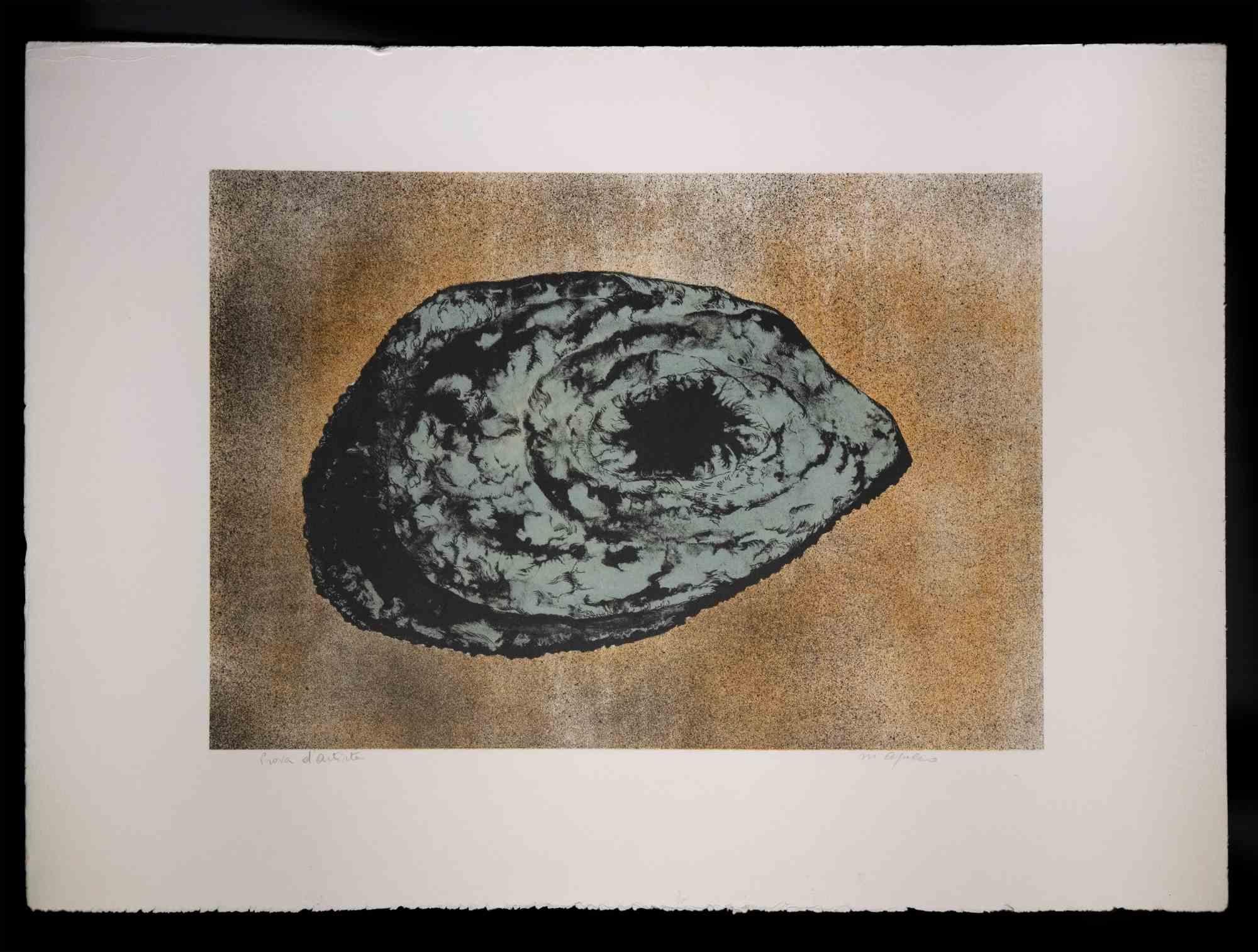 Asteroid est une lithographie originale, réalisée par Vito Apuleo dans les années 1970.

Signé à la main en bas à droite. Épreuve d'artiste écrite à la main par l'artiste en bas à gauche.