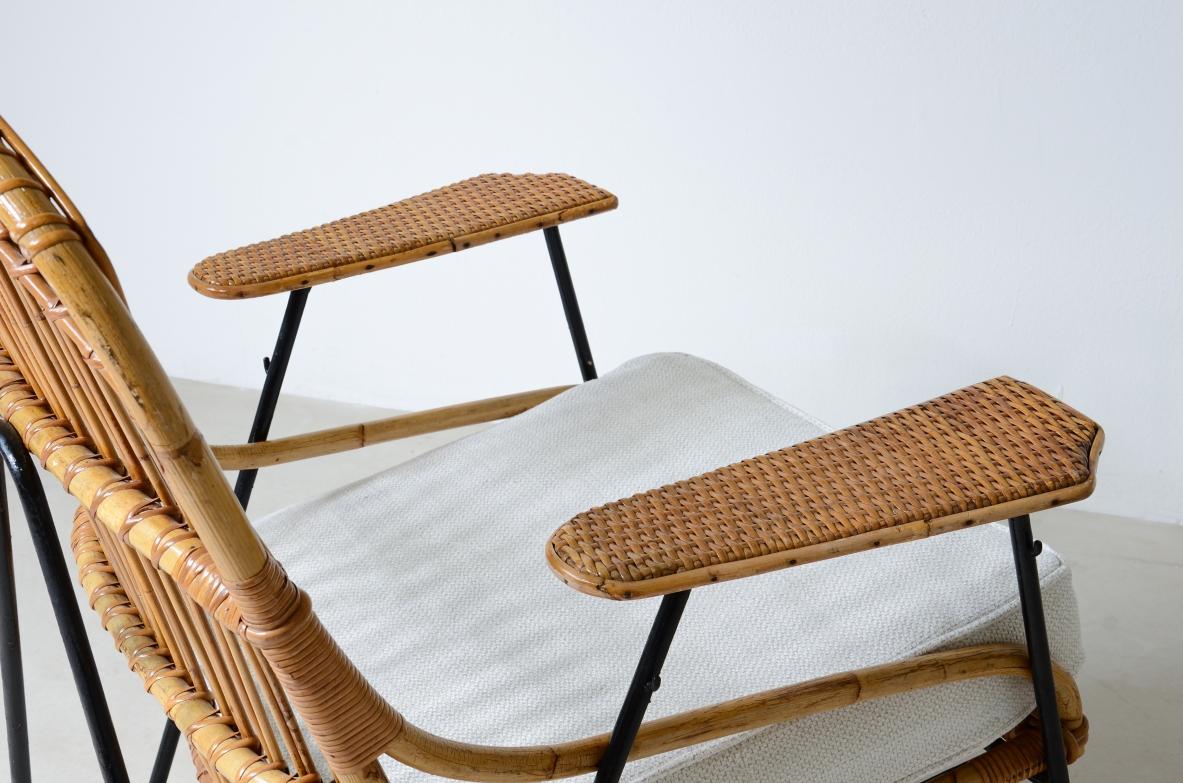 Vito Latis, unique pair of rattan and metal armchairs  In Excellent Condition For Sale In Milano, IT
