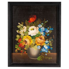 Vito Luis Ruggeri Floral Still Life Original Framed Painting Oil on Canvas