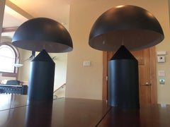 Magistretti Atollo Pair 1970s Black Aluminum Table Lamps