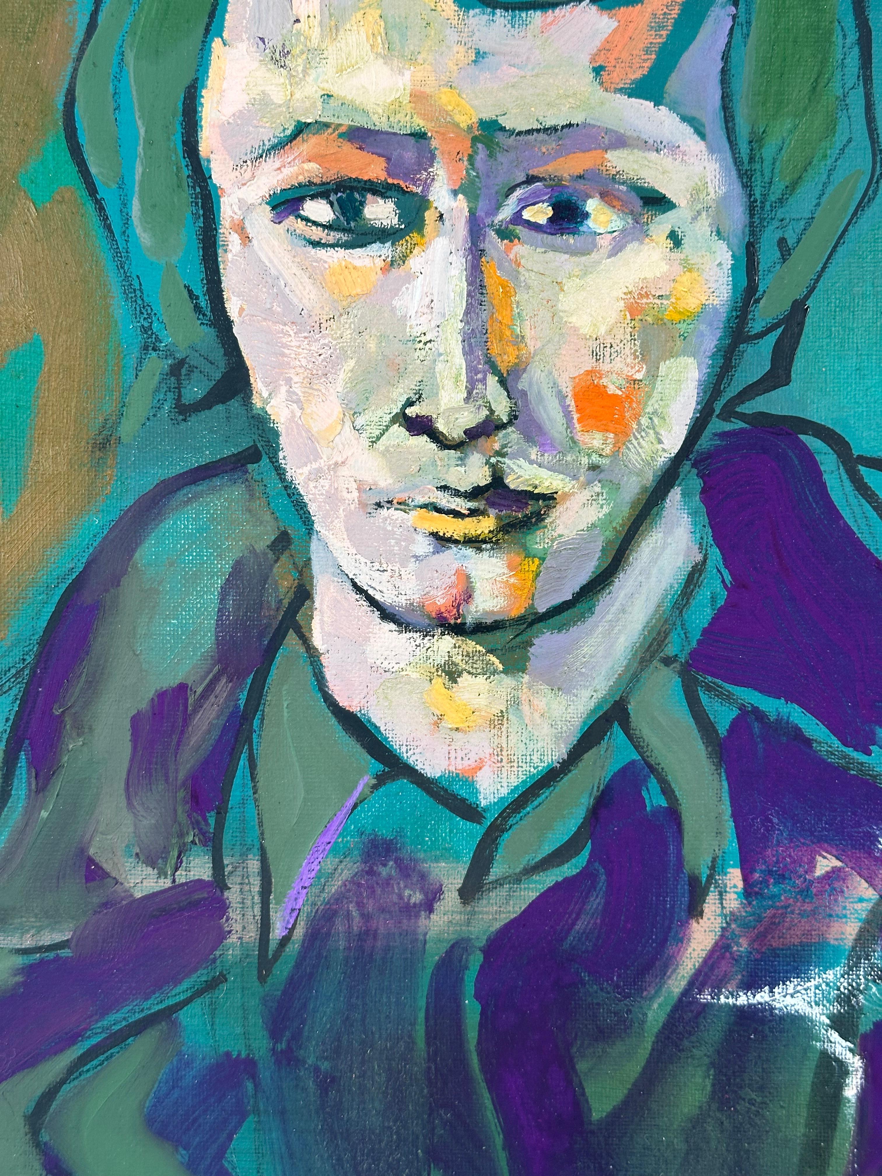 Hombre de cuero fumando - Painting de Vito Tomasello