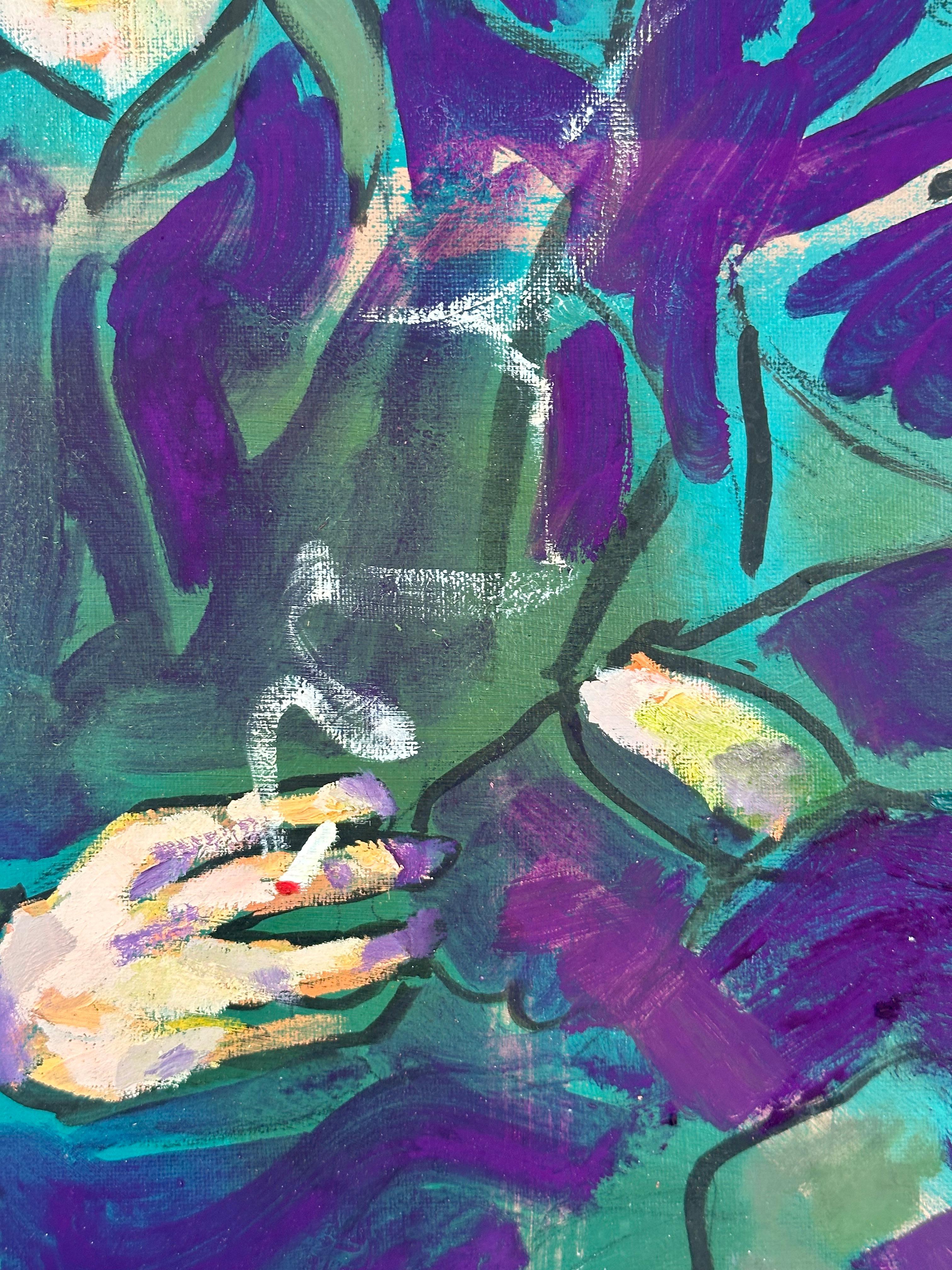 Hombre de cuero fumando - Painting Abstracto de Vito Tomasello