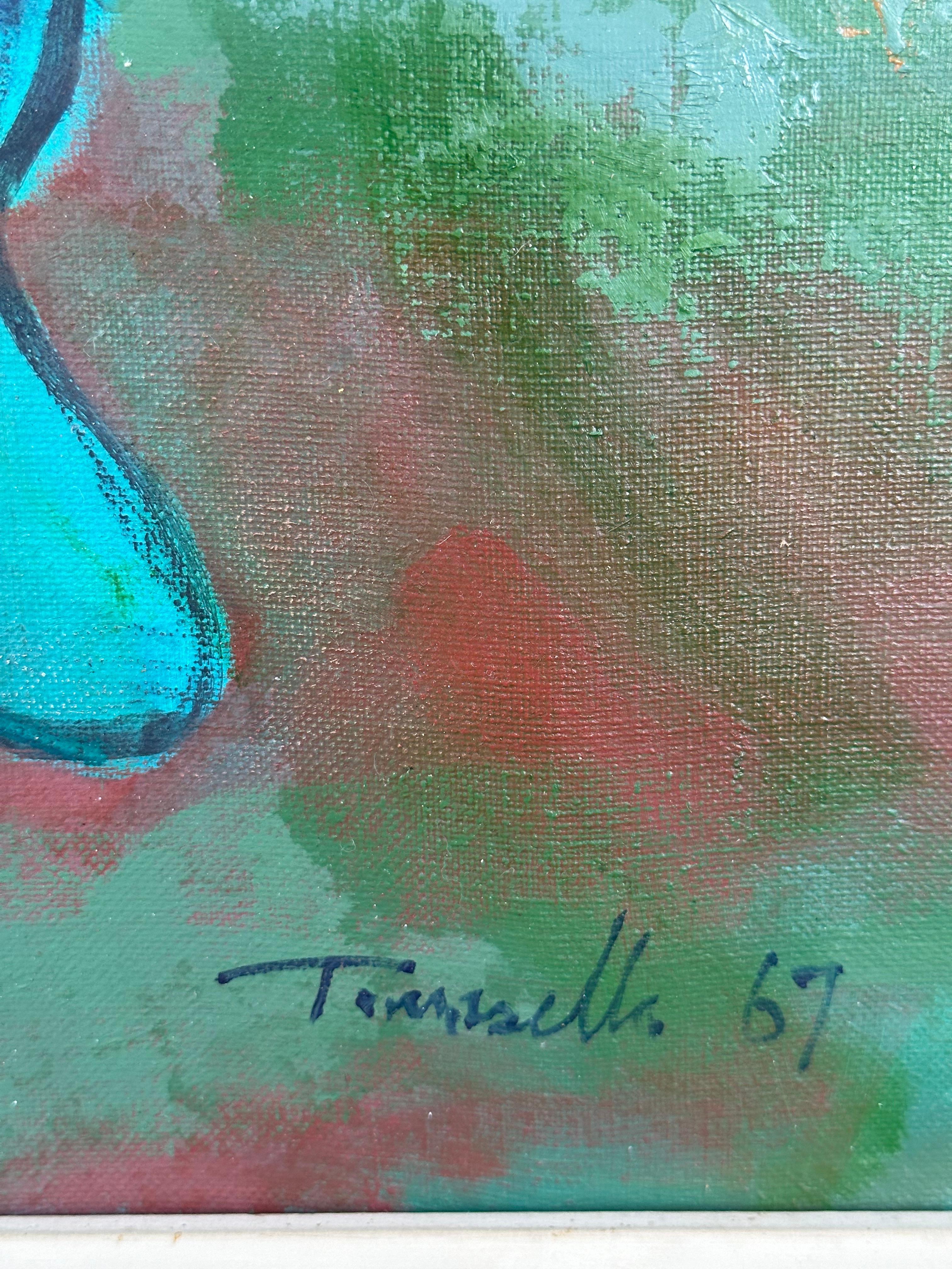 Hombre de cuero fumando - Abstract Painting Marrón de Vito Tomasello