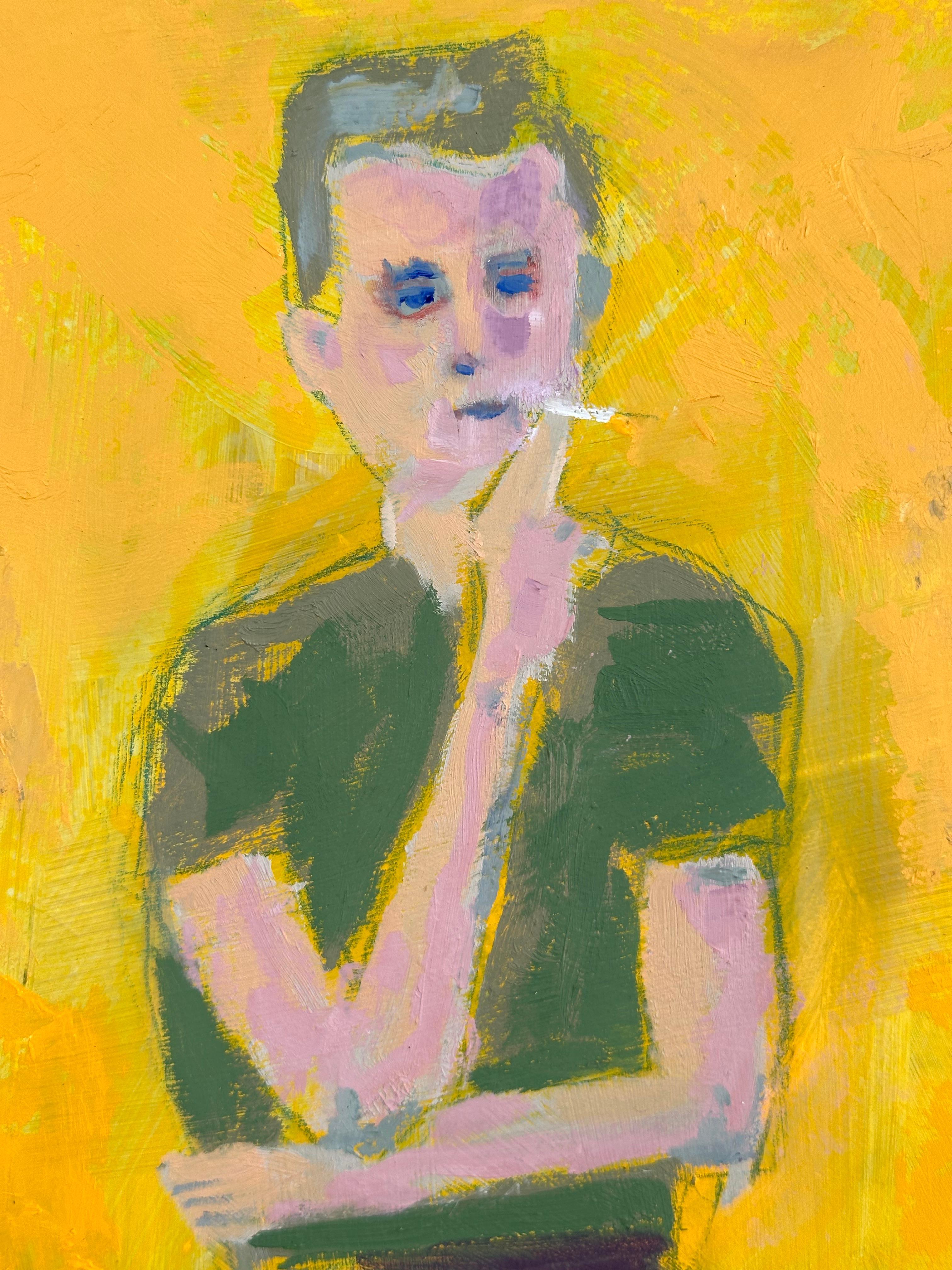 Retrato de joven fumando - Painting de Vito Tomasello