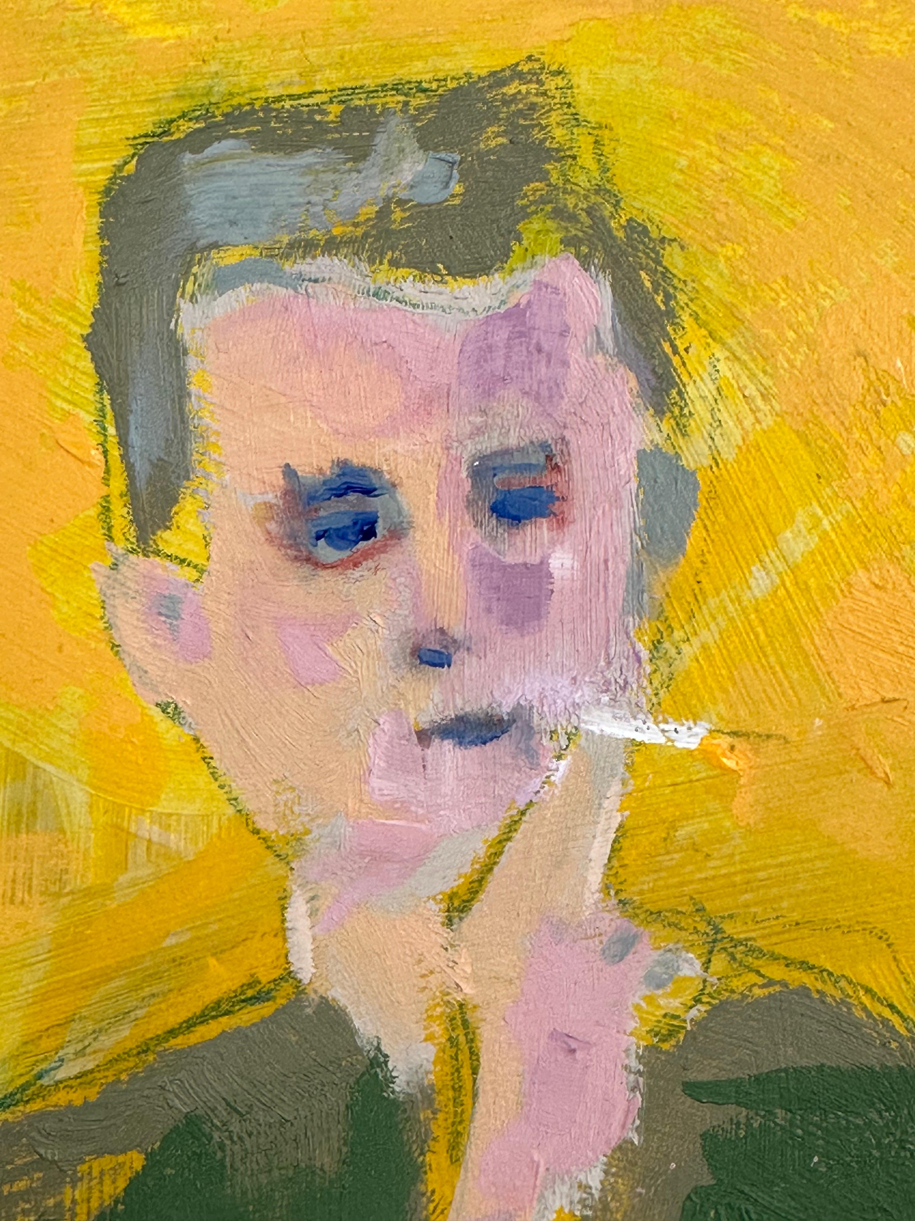 Retrato de joven fumando - Painting Abstracto de Vito Tomasello