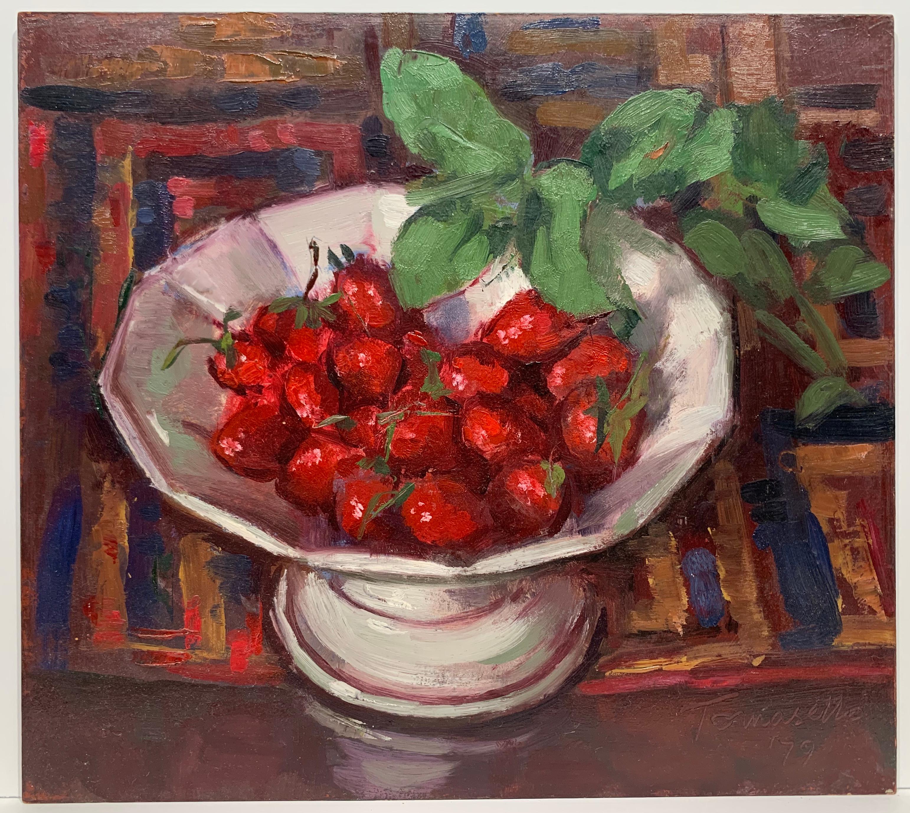 Still-Life Painting di Vito Tomasello - Natura morta con ciotola di fragole