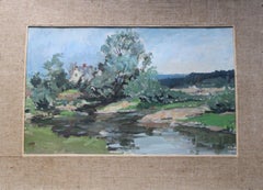 The river. Canvas, cardboard, oil, 50x80 cm