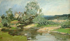La rivière. Toile, carton, huile, 50x80 cm