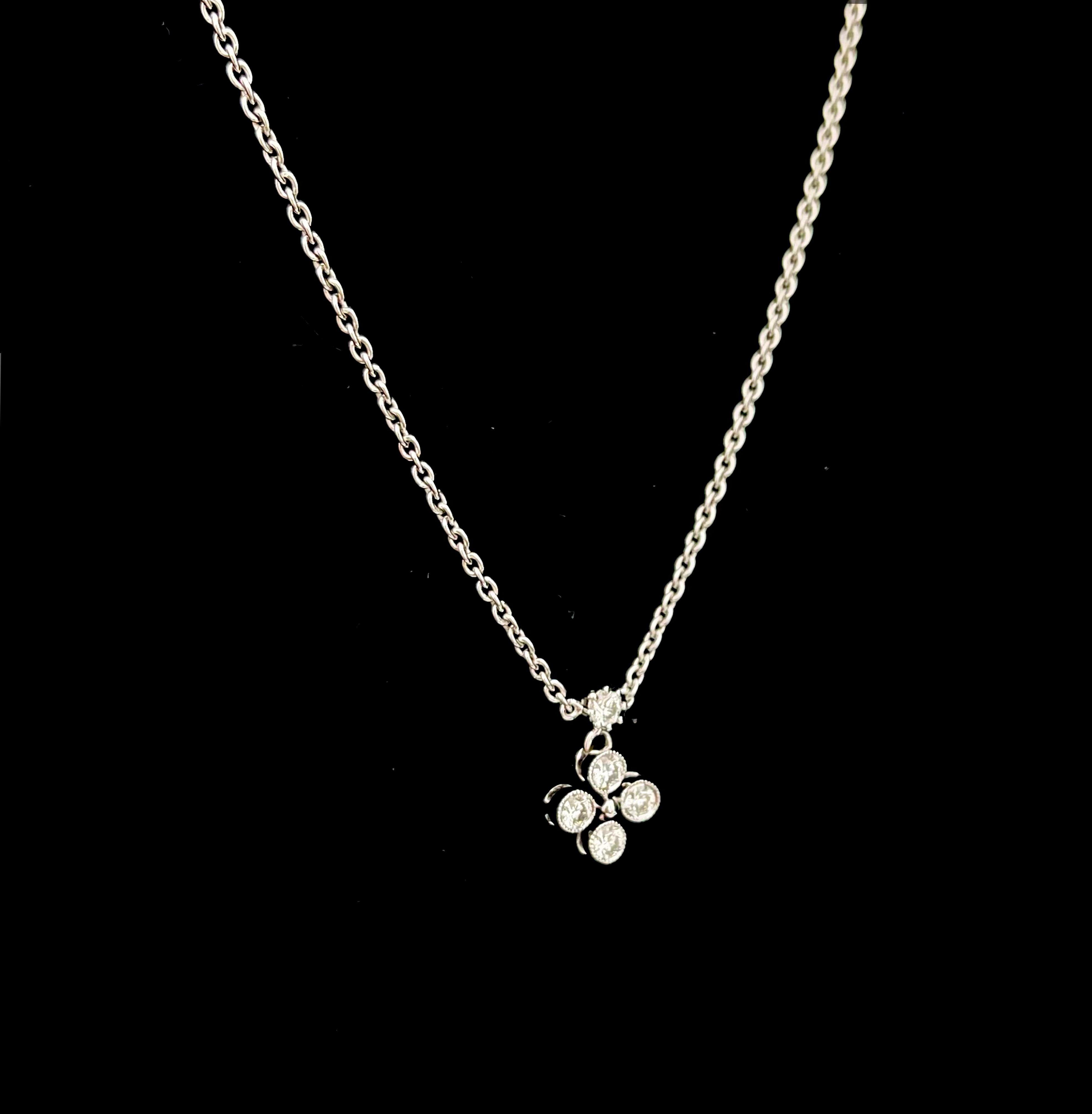 Round Cut 18 Karat Diamond Necklace For Sale