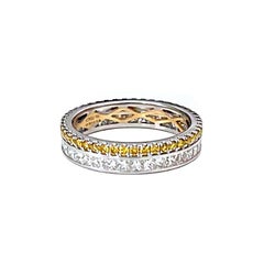 Vitolo 18 Karat Fancy Yellow & Princess Cut Diamond Eternity Ring