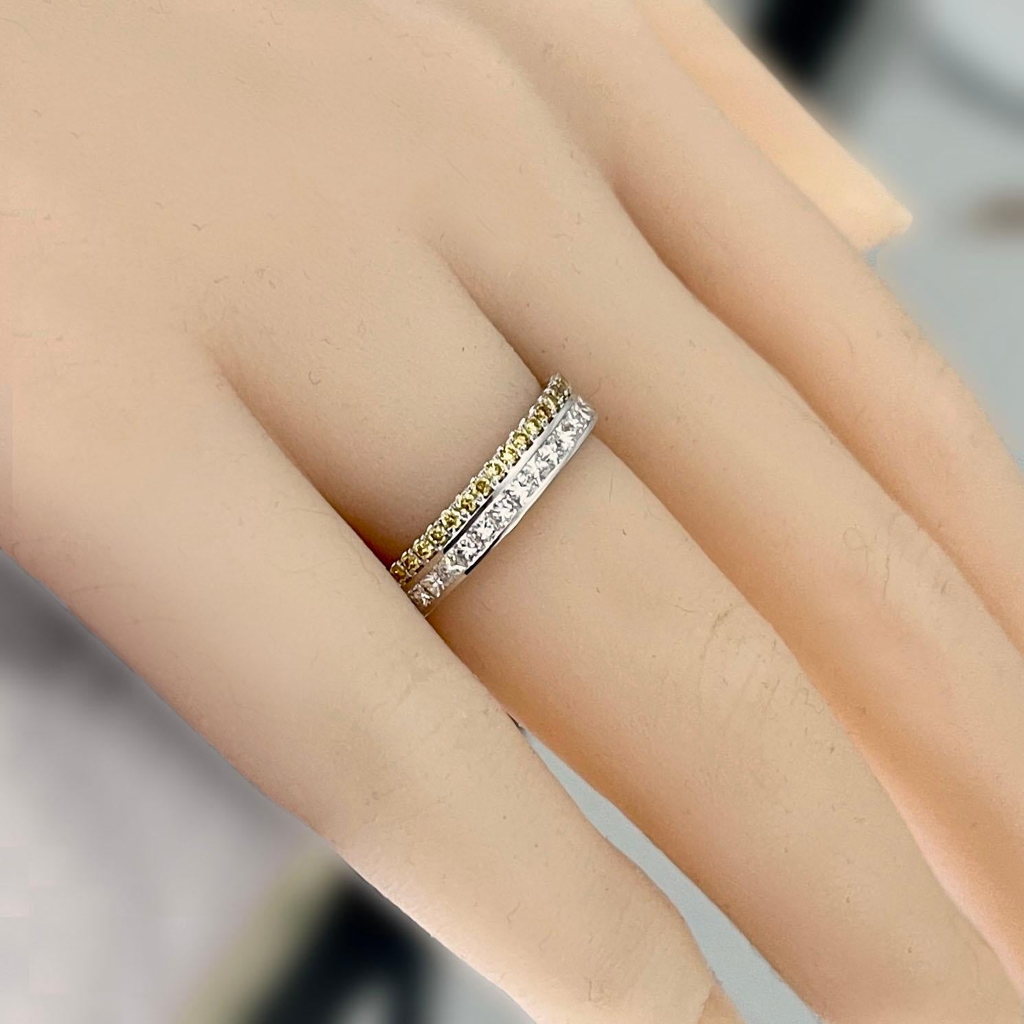 Women's Vitolo 18 Karat Fancy Yellow & Princess Cut Diamond Eternity Ring For Sale