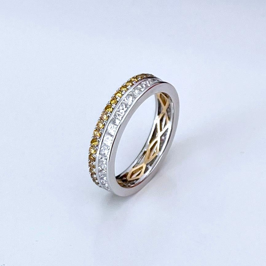 Vitolo 18 Karat Fancy Yellow & Princess Cut Diamond Eternity Ring For Sale 2