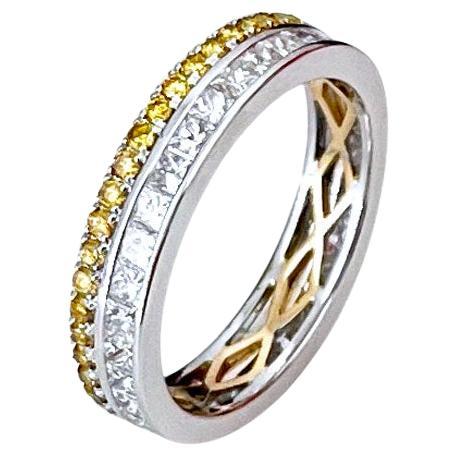 Vitolo 18 Karat Fancy Yellow & Princess Cut Diamond Eternity Ring For Sale