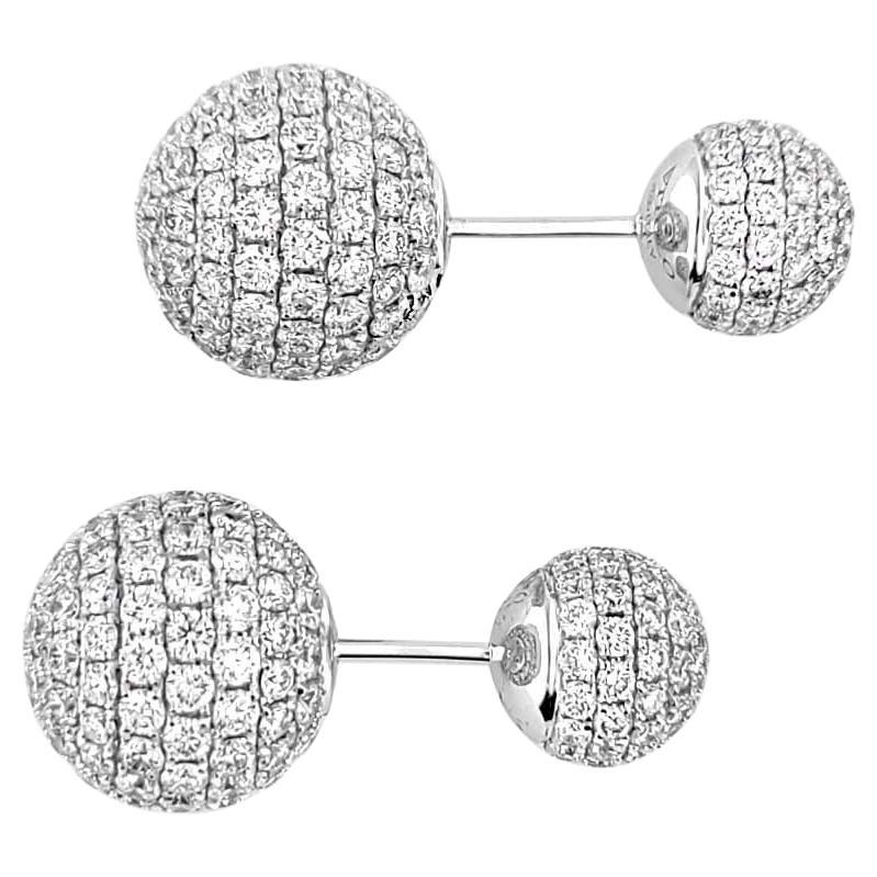 18 Karat Gold Diamond Ball Earrings For Sale