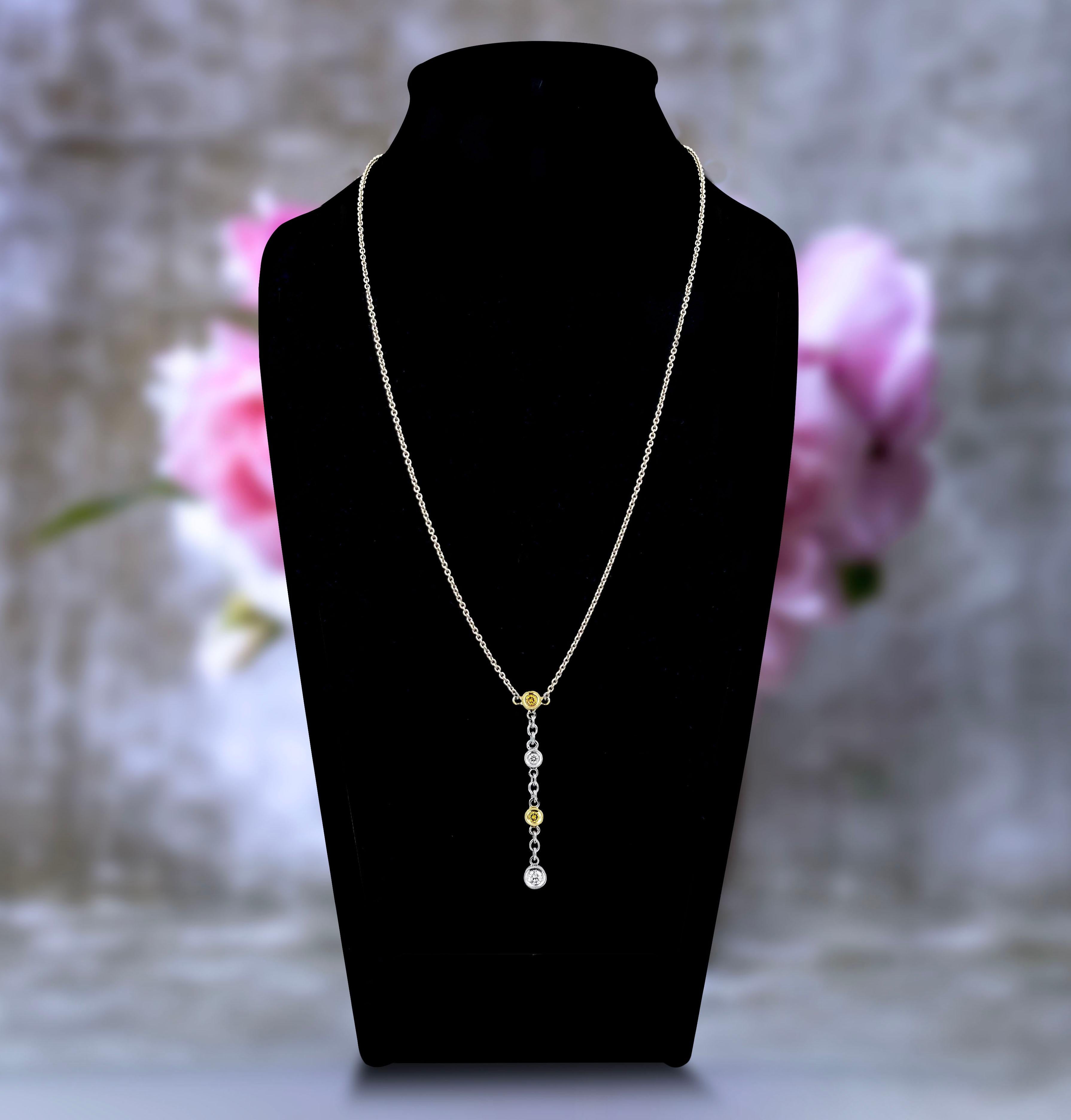 Artisan Vitolo 18 Karat Gold Diamond Bezel Necklace For Sale