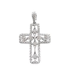 Vitolo 18 Karat Gold Diamond Cross Pendant