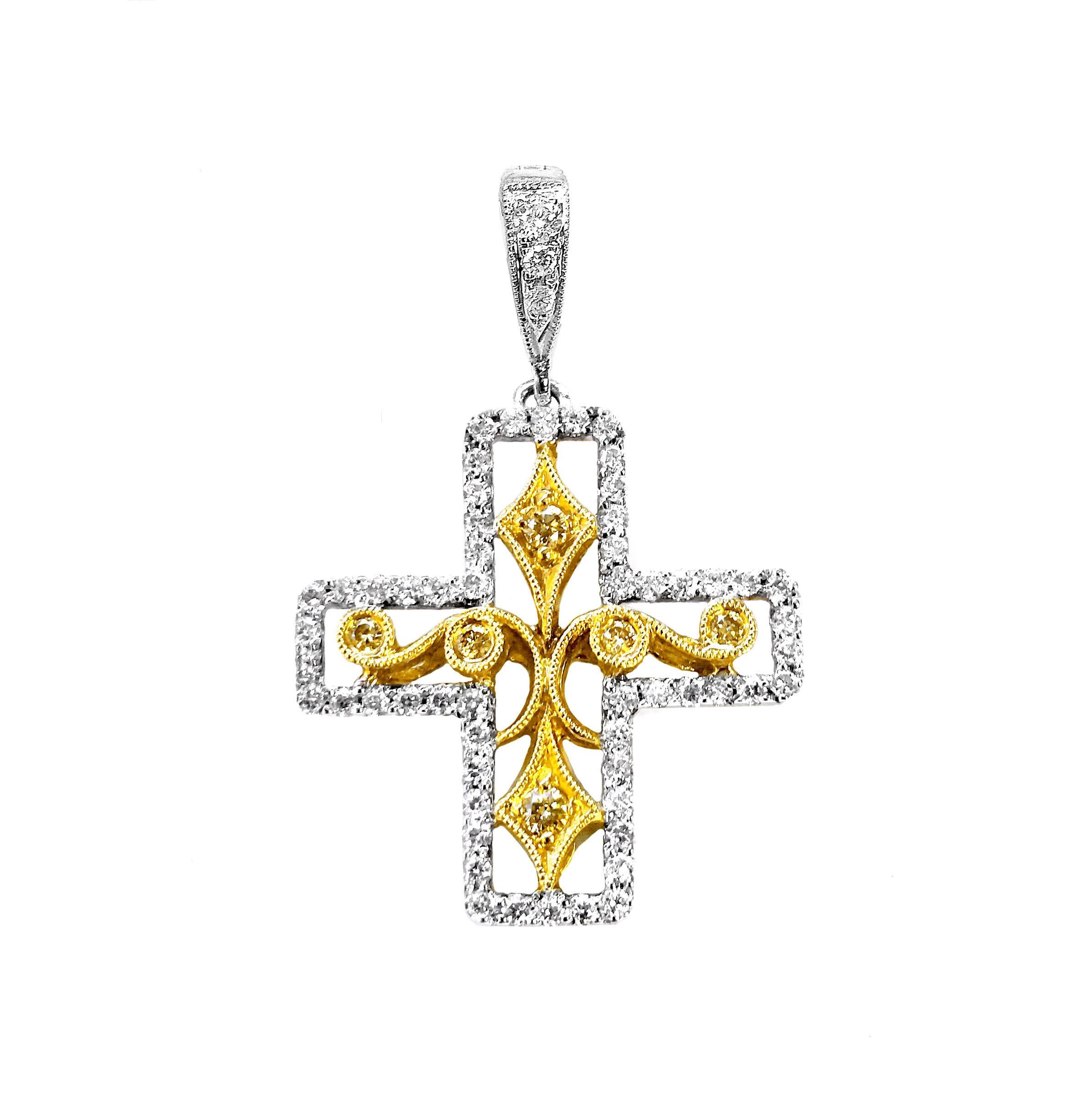 Produced by award winning Italian designer Stefano Vitolo. Stefano creates custom artisanal one of a kind jewelry with excellent gemstones in a truly old world Italian craftmanship.

Gemstones: Yellow Diamonds 0.07 ctw , White Diamonds 0.24