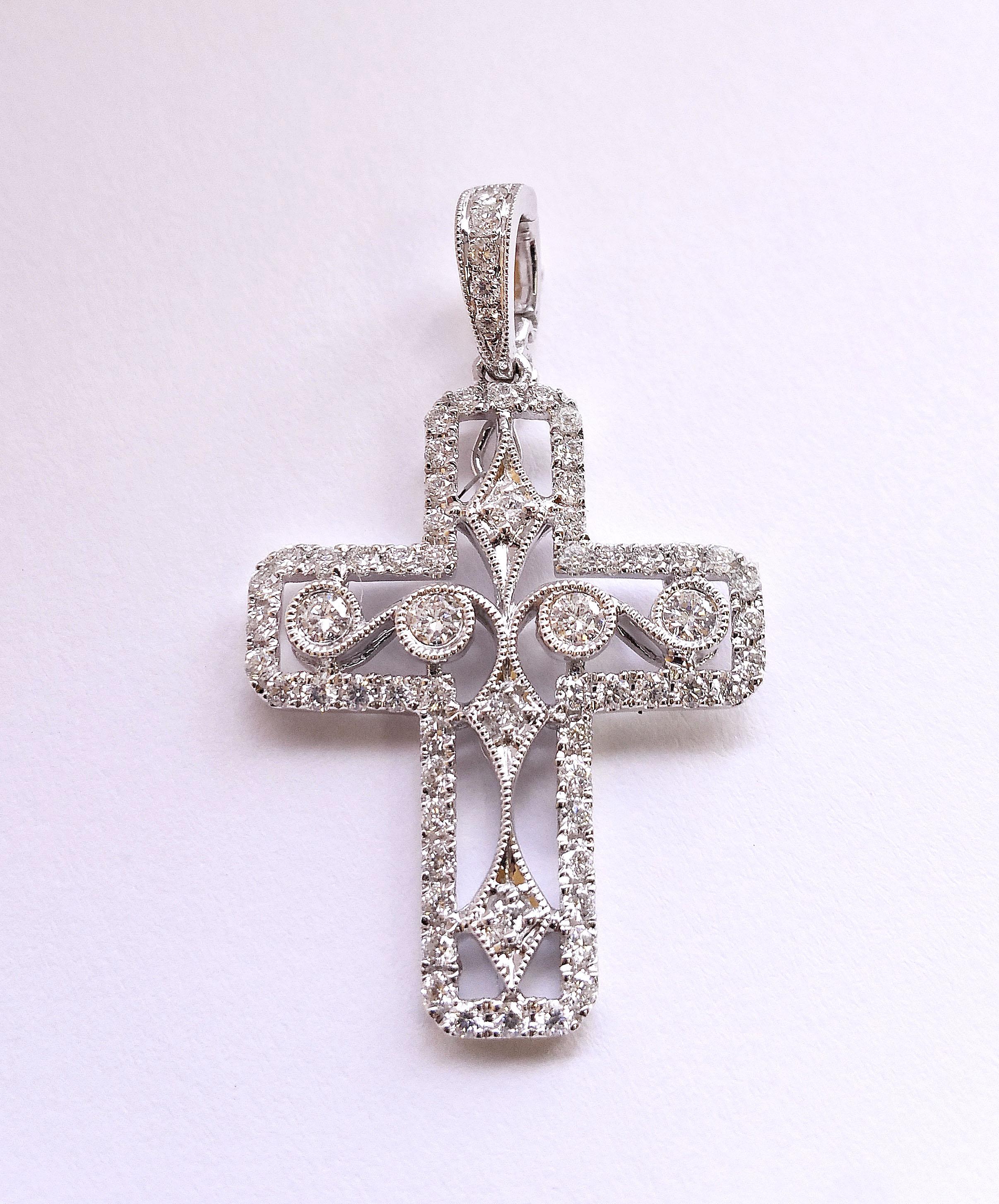 Vitolo 18 Karat Gold Diamond Cross Pendant In New Condition For Sale In Los Angeles, CA