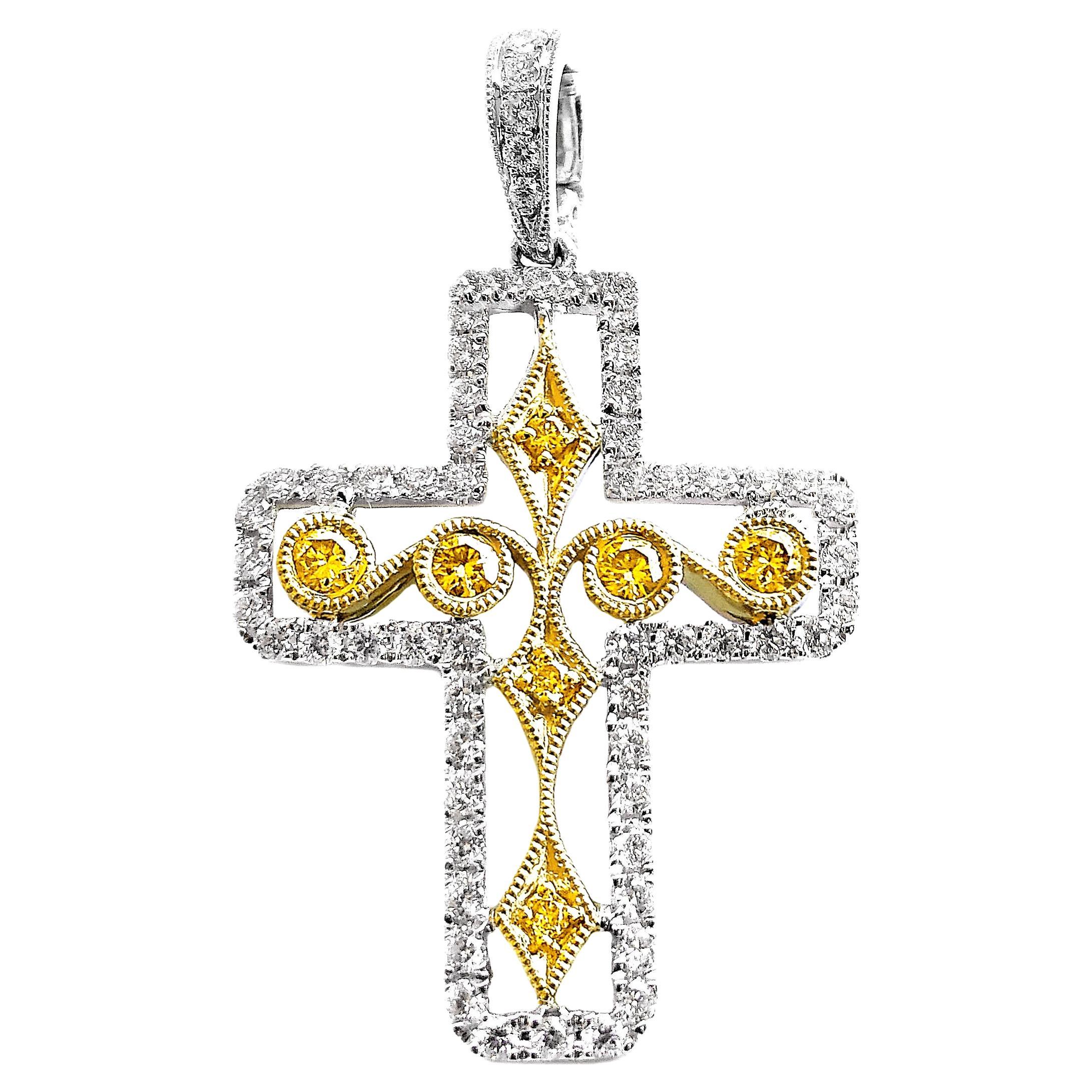 Vitolo Pendentif croix en or 18 carats et diamants