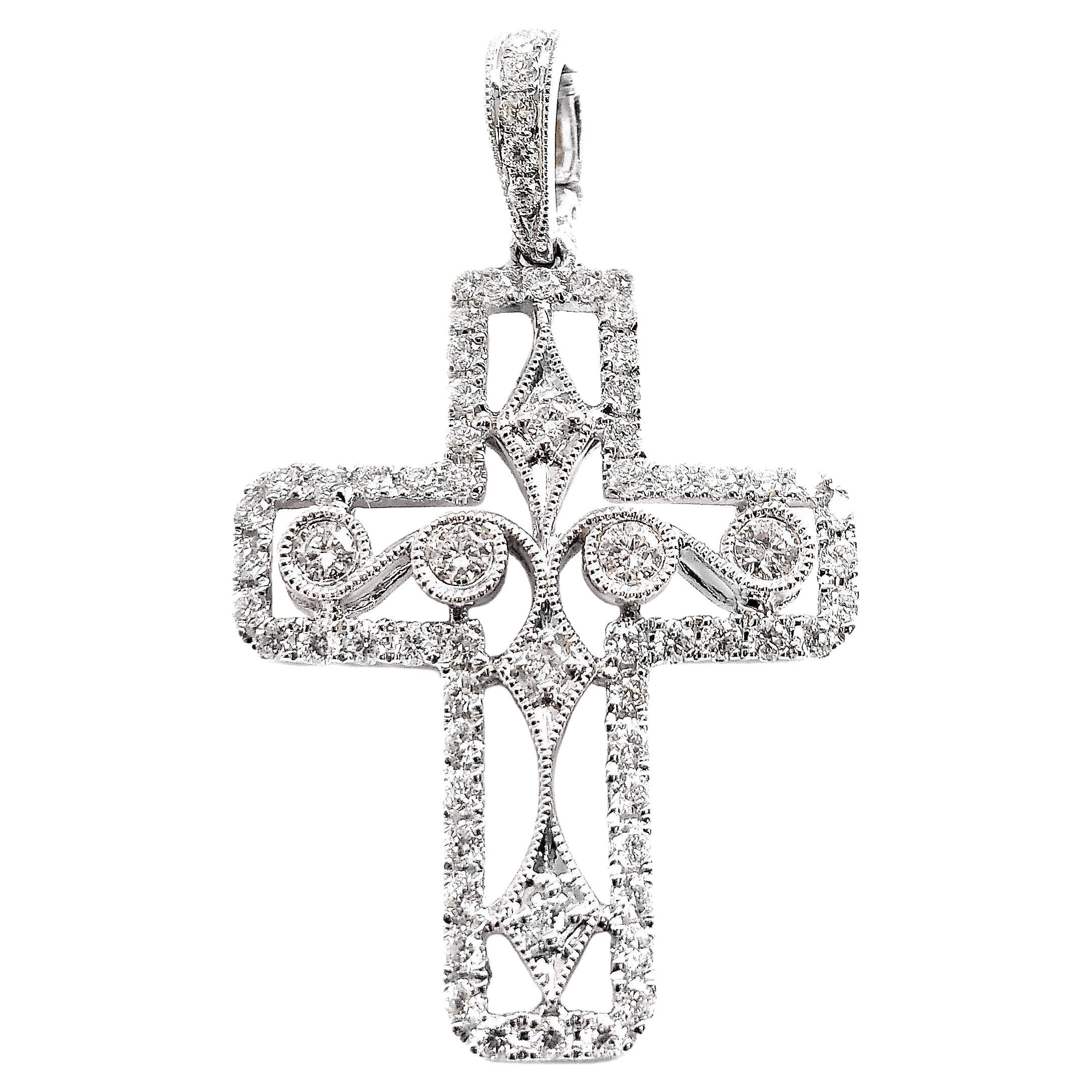 Vitolo 18 Karat Gold Diamond Cross Pendant For Sale