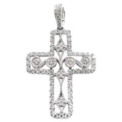 Colgante Cruz de Diamantes de Oro de 18 Kilates Vitolo