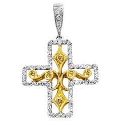 Vitolo Pendentif croix en or 18 carats et diamants