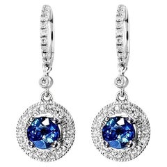 Vitolo pendants d'oreilles en or 18 carats avec saphir bleu