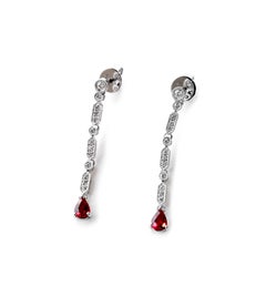 Vitolo Boucles d'oreilles en goutte en or 18 carats et diamants avec rubis