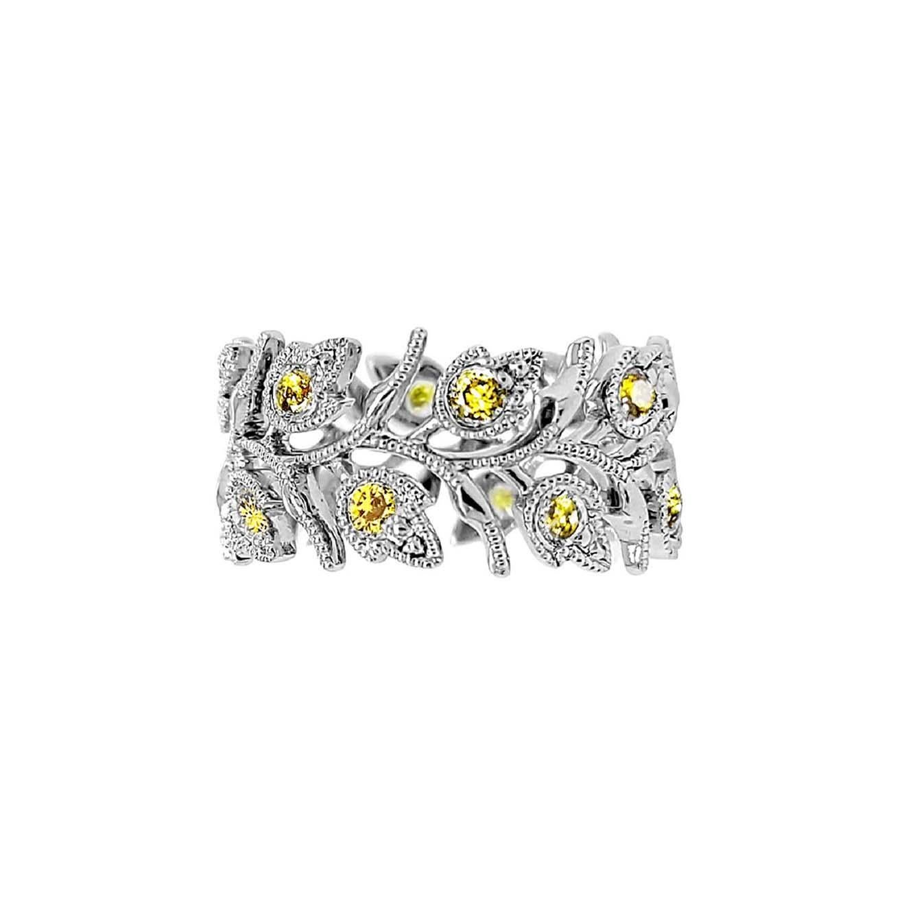 Women's Vitolo 18 Karat Gold Diamond Leaf Ring For Sale