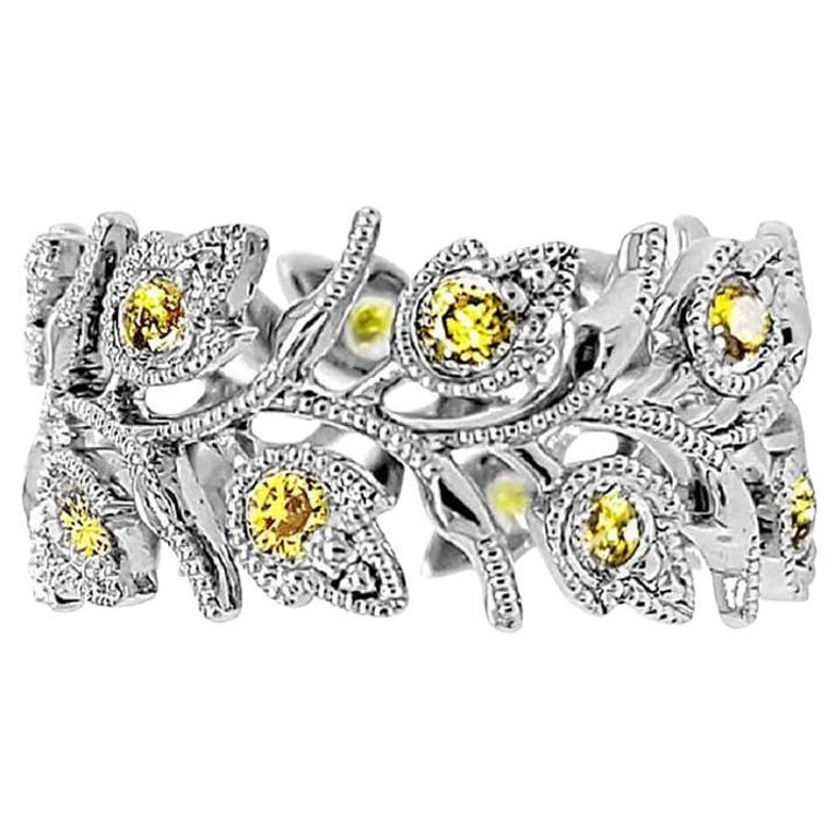 Vitolo 18 Karat Gold Diamond Leaf Ring For Sale at 1stDibs