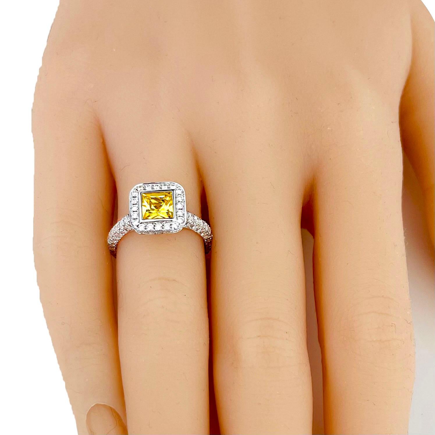 Artisan 18 Karat Gold Diamond Ring with Yellow Sapphire For Sale