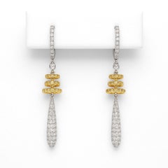 Vitolo 18K Two-Tone Gold White & Yellow Diamond Rondel and Drop Earrings