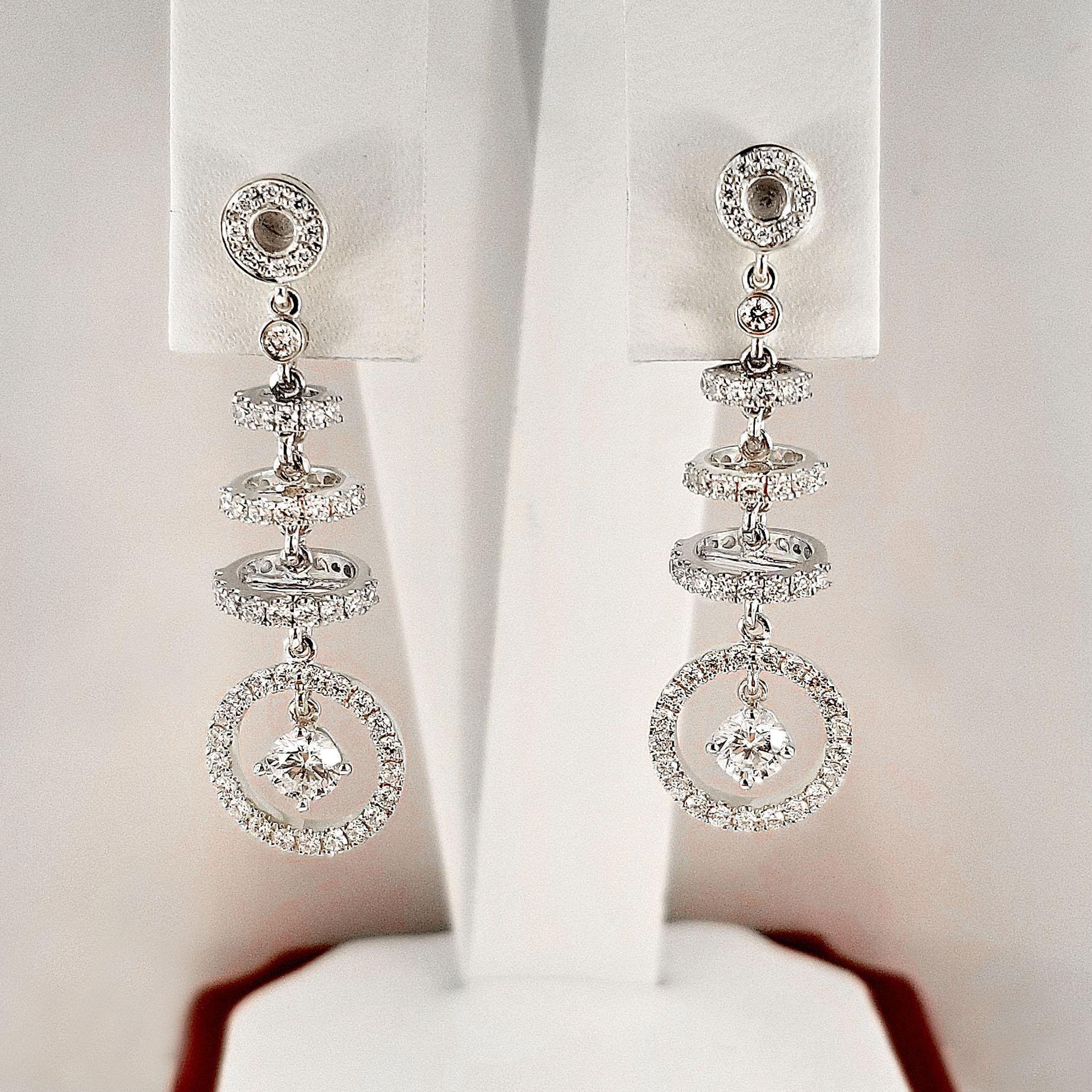 Vitolo 18 Karat Gold Diamond Rondel Drop Earrings In New Condition For Sale In Los Angeles, CA