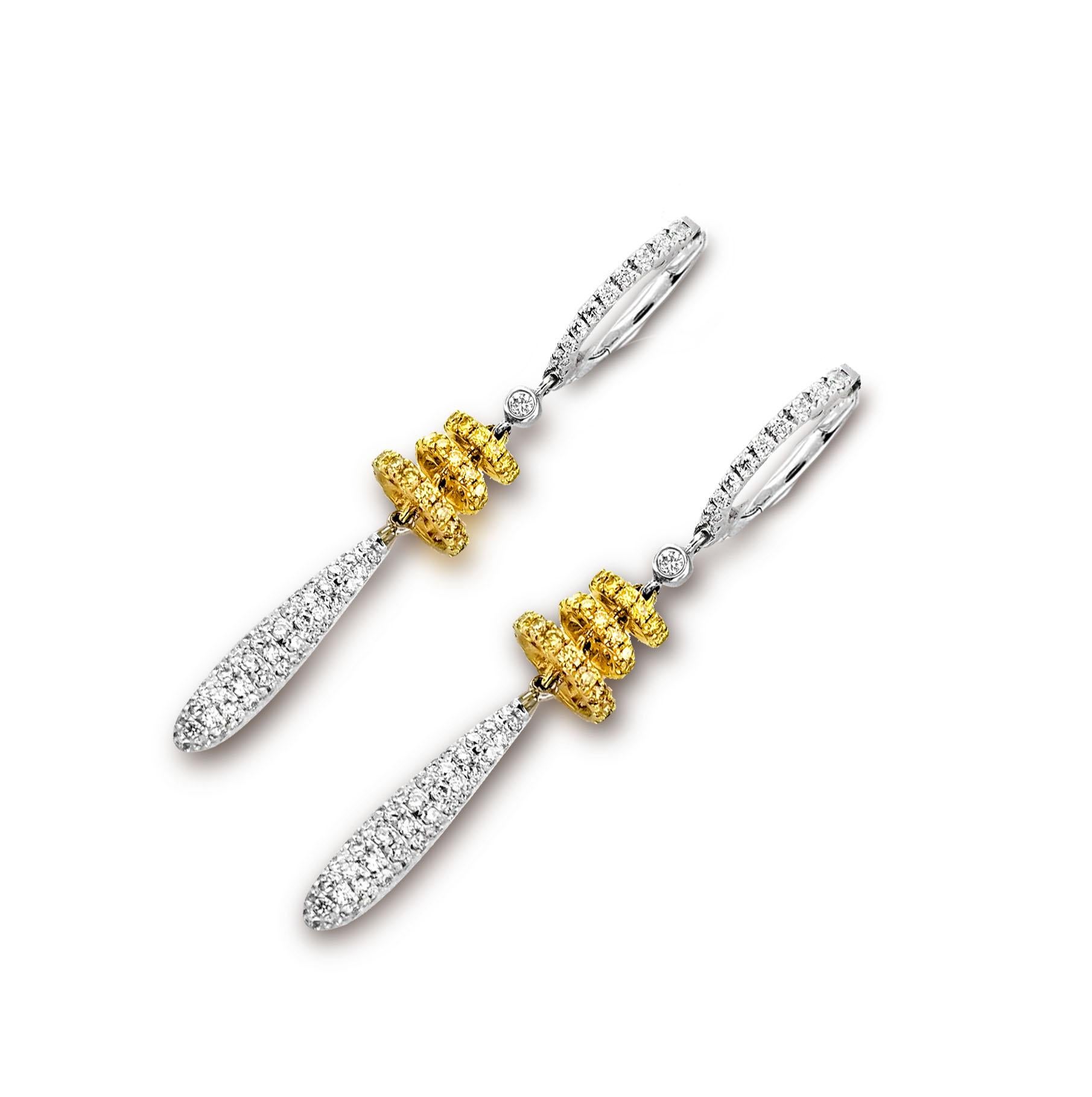 Women's Vitolo 18 Karat Gold Diamond Rondel Drop Earrings For Sale