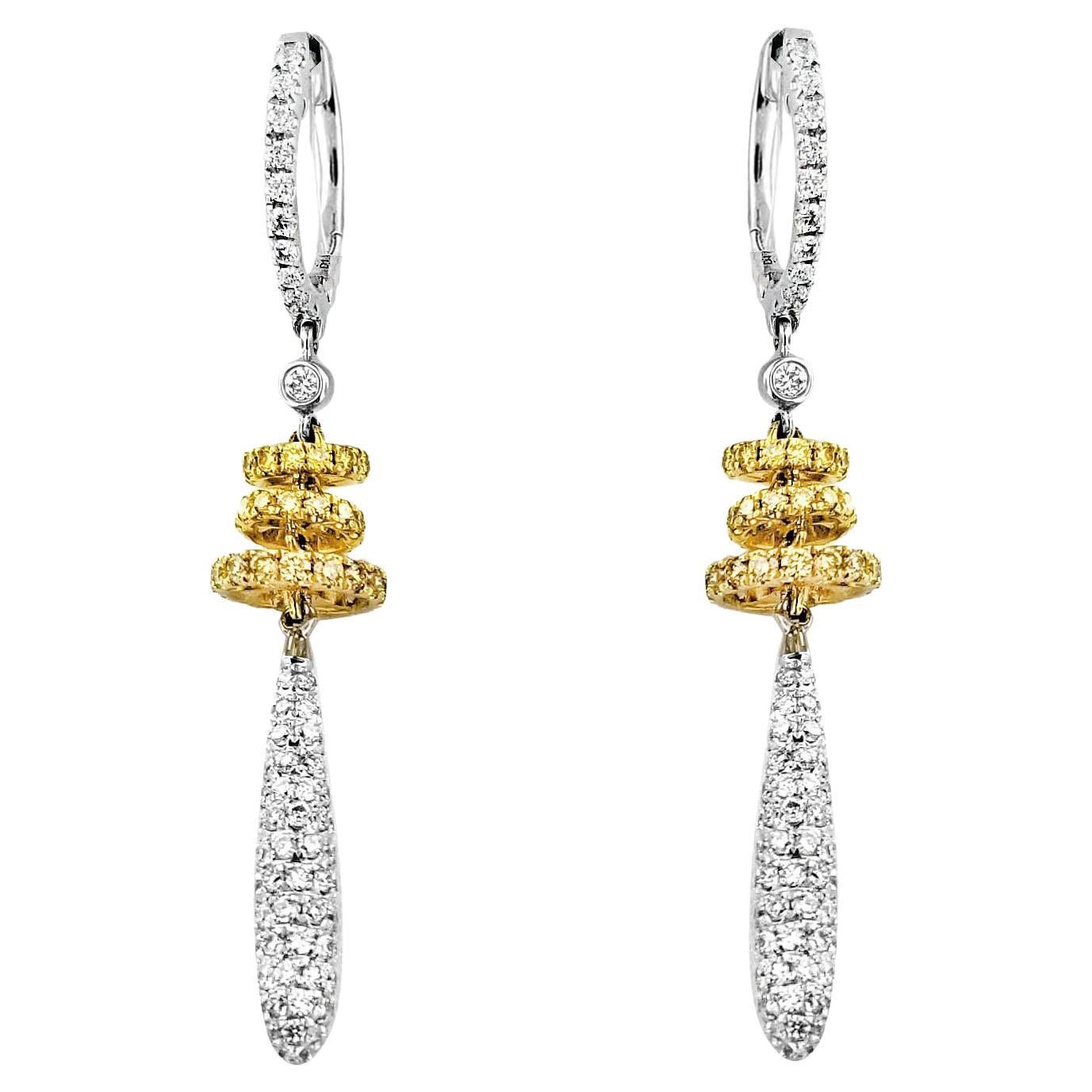 Vitolo 18 Karat Gold Diamond Rondel Drop Earrings For Sale