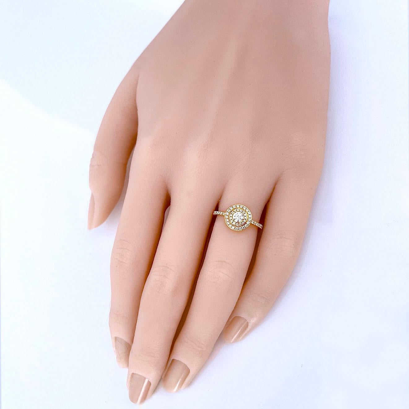 Vitolo 18 Karat Gold Double Halo Pave Diamond Ring For Sale 1