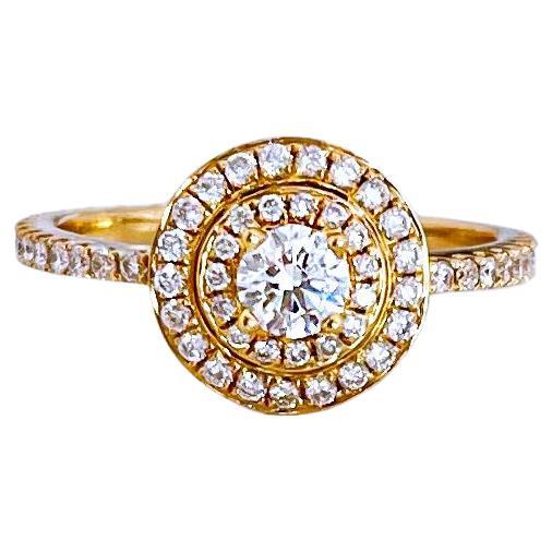 Vitolo 18 Karat Gold Double Halo Pave Diamond Ring For Sale