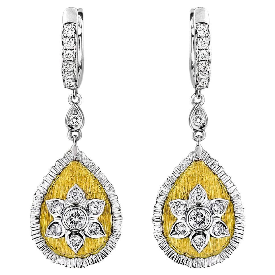 18 Karat Gold Diamant-Ohrringe im etruskischen Stil vontolo