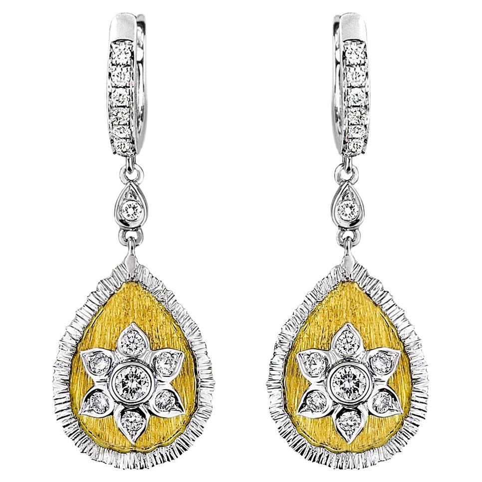 Vitolo 18 Karat Gold Etruscan Style Diamond Earrings For Sale