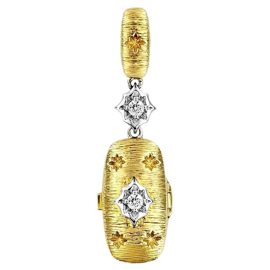Vitolo 18 Karat Gold Etruscan Style Diamond Locket