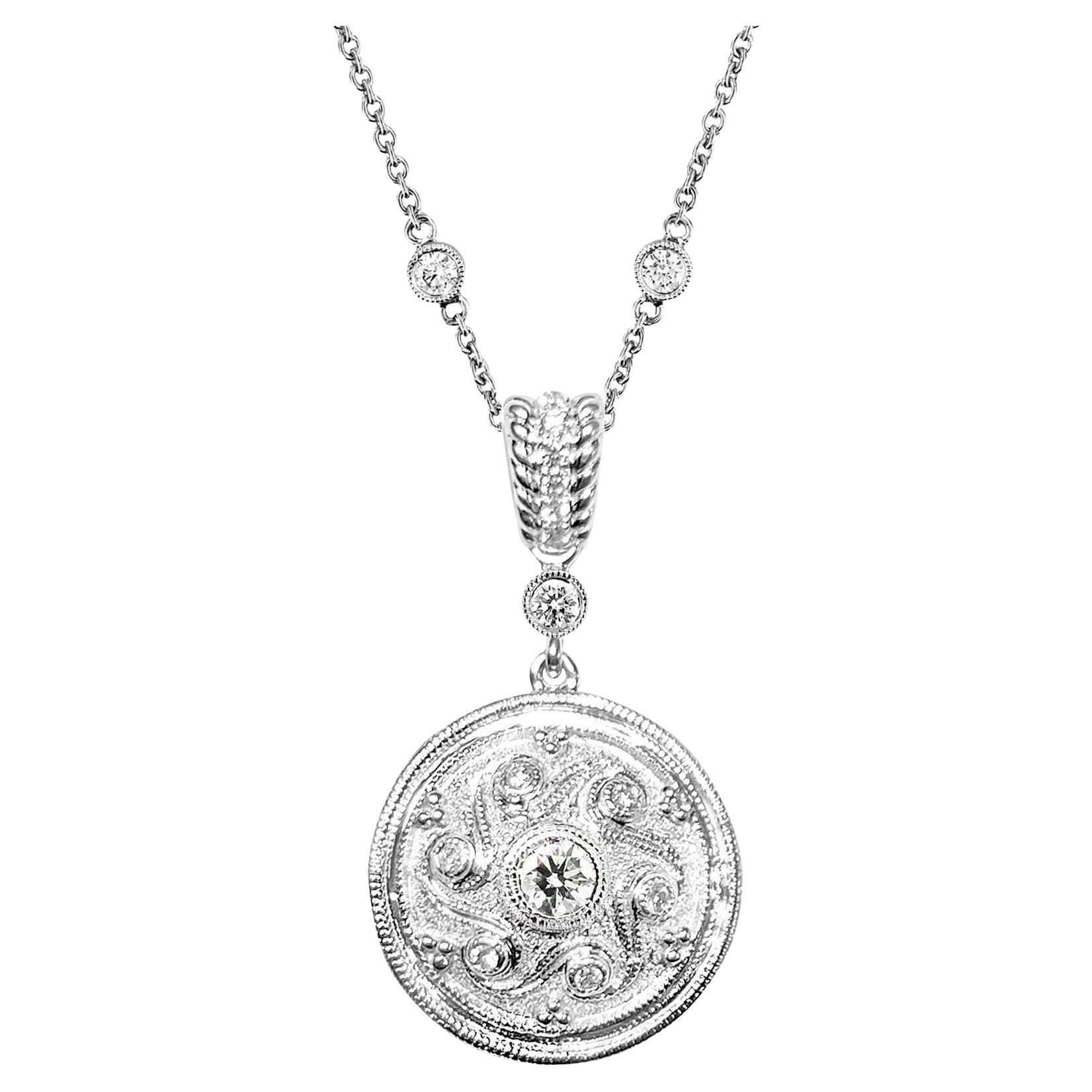 Vitolo 18 Karat Gold Etruscan Style Diamond Locket Pendant