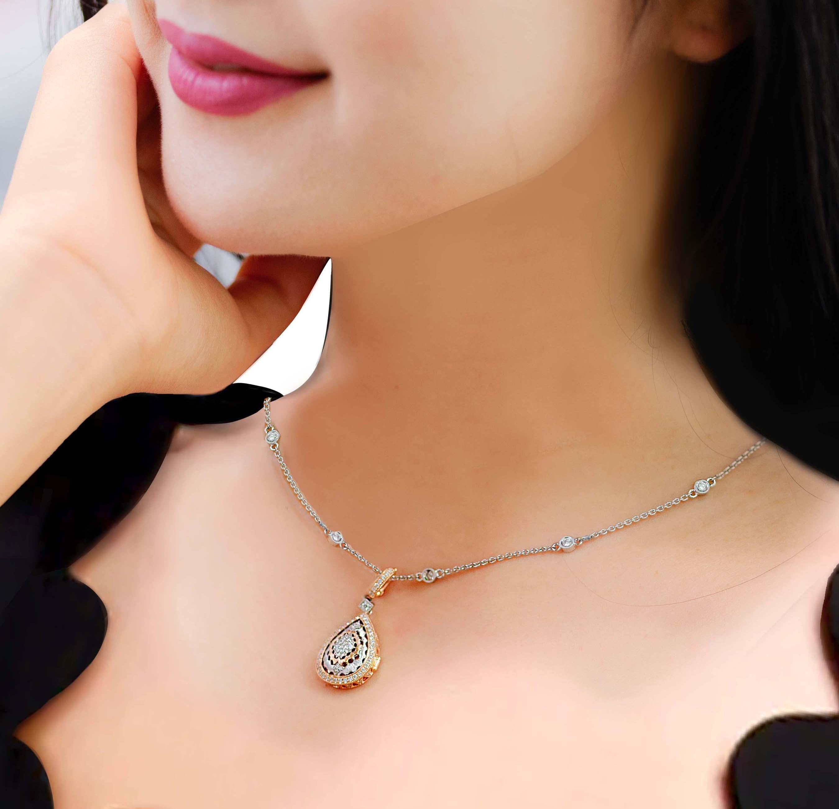 Artigiano Ciondolo con diamante in stile etrusco in oro 18 carati di Vitolo in vendita